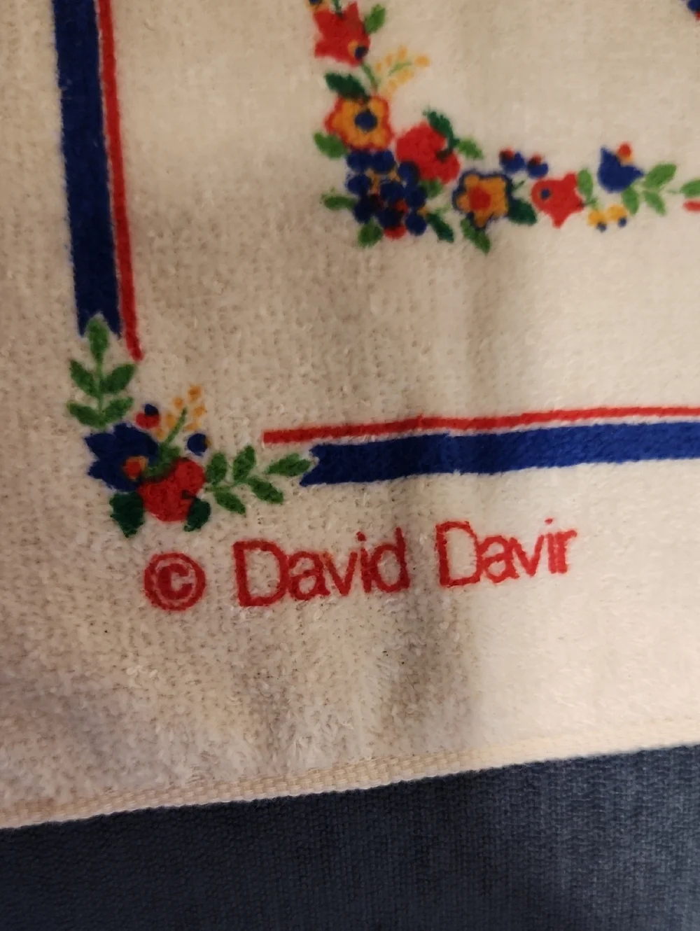 Vintage David Davir Floral & Fruits Bowl Print Kitchen Set PotHolders & Towel